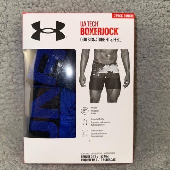 Under Armour Underwear Men's 5XL Navy Blue Tech 6" Boxerjock 2-Pack Boxer Briefs - Picture 2 of 5